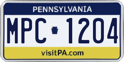 PA license plate MPC1204