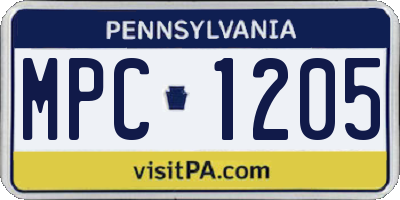 PA license plate MPC1205