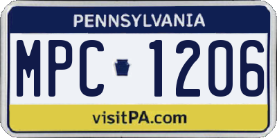 PA license plate MPC1206