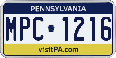 PA license plate MPC1216