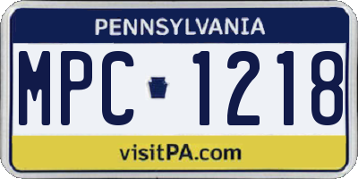 PA license plate MPC1218