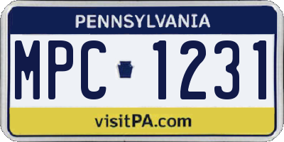 PA license plate MPC1231