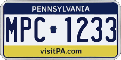 PA license plate MPC1233