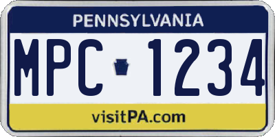 PA license plate MPC1234