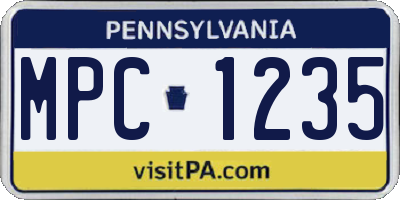 PA license plate MPC1235