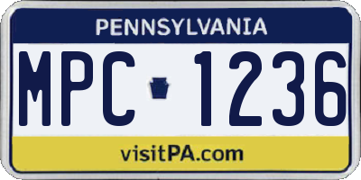 PA license plate MPC1236