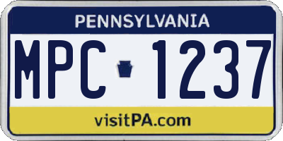 PA license plate MPC1237