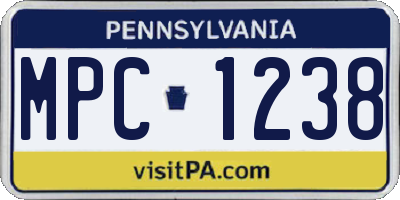 PA license plate MPC1238