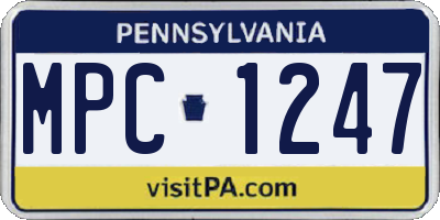PA license plate MPC1247