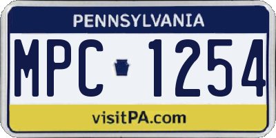 PA license plate MPC1254