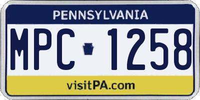 PA license plate MPC1258
