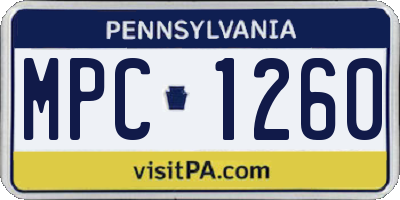 PA license plate MPC1260