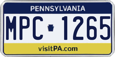 PA license plate MPC1265