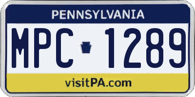 PA license plate MPC1289