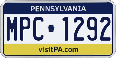 PA license plate MPC1292