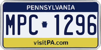 PA license plate MPC1296