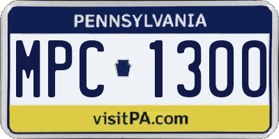PA license plate MPC1300