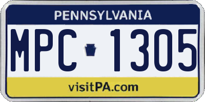 PA license plate MPC1305