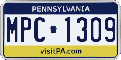 PA license plate MPC1309