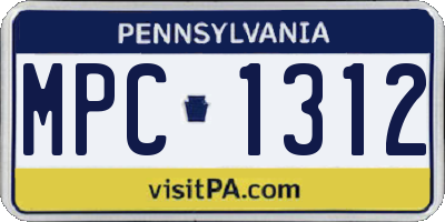 PA license plate MPC1312