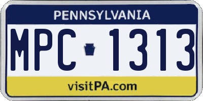 PA license plate MPC1313