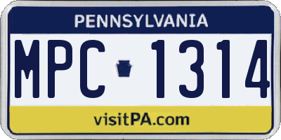 PA license plate MPC1314