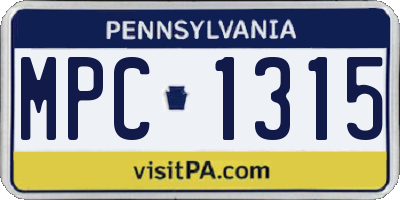 PA license plate MPC1315