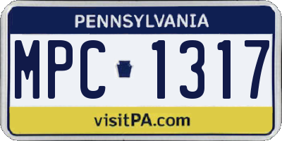 PA license plate MPC1317