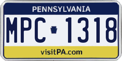 PA license plate MPC1318
