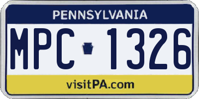 PA license plate MPC1326