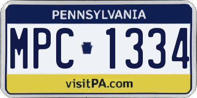 PA license plate MPC1334