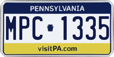 PA license plate MPC1335