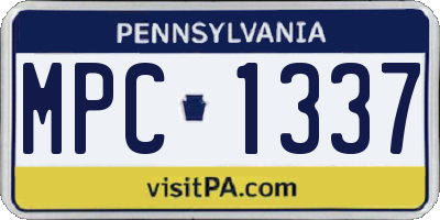 PA license plate MPC1337