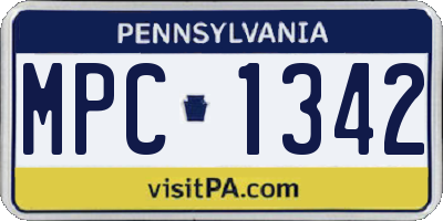 PA license plate MPC1342