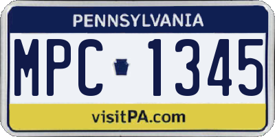 PA license plate MPC1345
