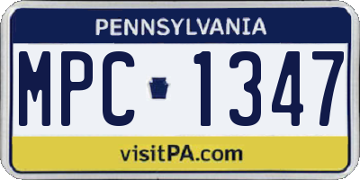 PA license plate MPC1347