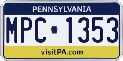 PA license plate MPC1353