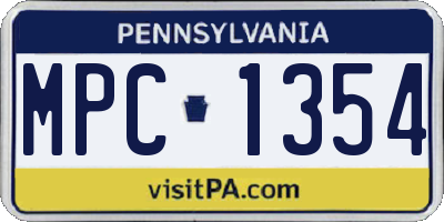 PA license plate MPC1354