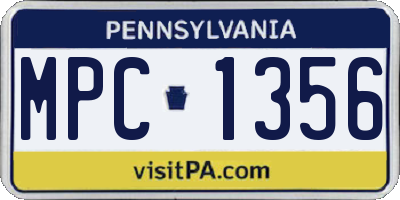 PA license plate MPC1356
