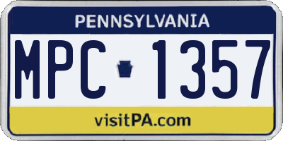 PA license plate MPC1357
