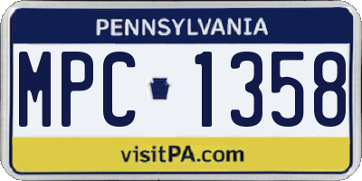 PA license plate MPC1358