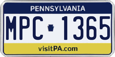 PA license plate MPC1365