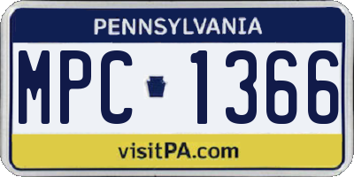 PA license plate MPC1366