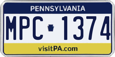 PA license plate MPC1374