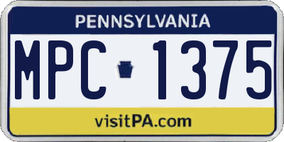 PA license plate MPC1375