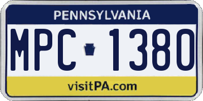 PA license plate MPC1380