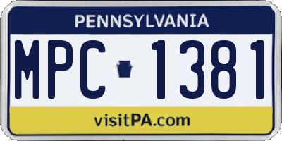 PA license plate MPC1381