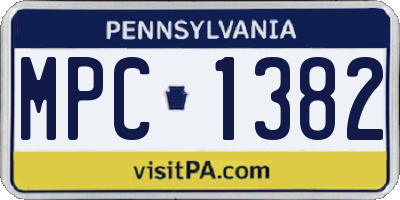 PA license plate MPC1382