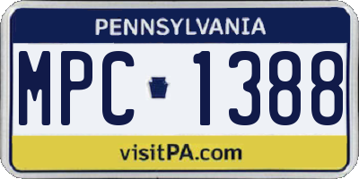 PA license plate MPC1388
