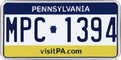 PA license plate MPC1394